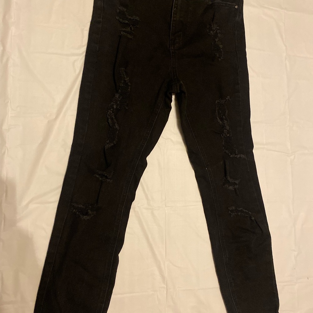 Black Distressed Skinny Jeans